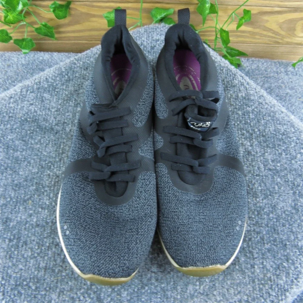 Ryka Fizz‎ Women Sneaker Shoes Black Fabric Lace Up Size 8 Medium